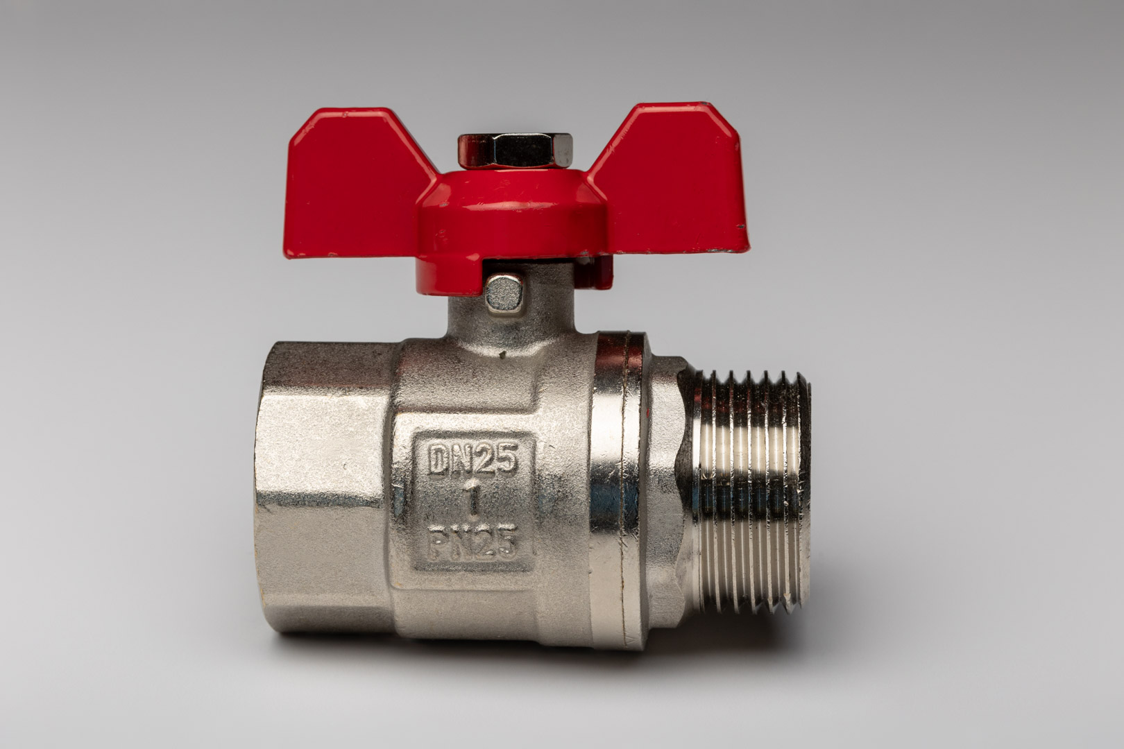 Ball valve 3/4" female/male thread, butterfly handle